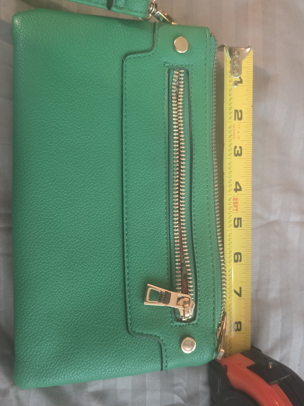 Green Leather Wristlet Clutch